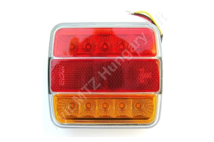 Hátsólámpa kocka univerzális rendszám megvilágítással sárga-piros 105x98x35 LED