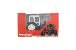 MTZ traktor makett kék fém, fehér fülkével