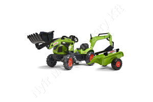 Claas markoló homlokrakodóval és pótkocsival