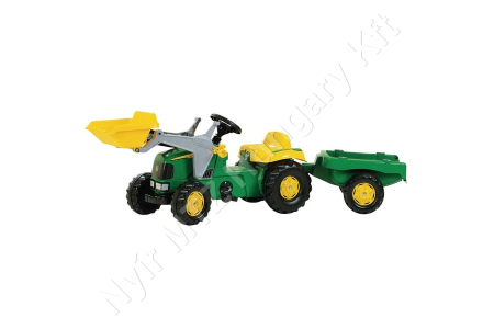 Pedálos traktor homlokrakodóval és pótkocsival, John Deere_76250 Pedálos traktor homlokrakodóval és pótkocsival, John Deere_76250
