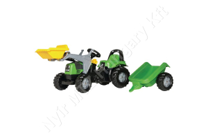 Pedálos traktor homlokrakodóval és pótkocsival, Deutz Fahr
