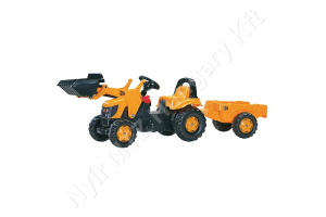Pedálos traktor homlokrakodóval és pótkocsival, JCB