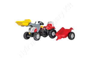Pedálos traktor homlokrakodóval és pótkocsival, Steyr