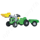 Pedálos traktor homlokrakodóval és pótkocsival, Futura, zöld Pedálos traktor homlokrakodóval és pótkocsival, Futura, zöld