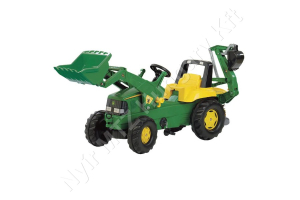 John Deere Trac homlokrakodóval és kotrógéppel