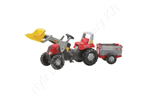 Rolly Junior traktor homlokrakodóval és utánfutóval