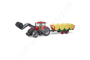 Case IH Optum 300 CVX homlokrakodóval és pótkocsival