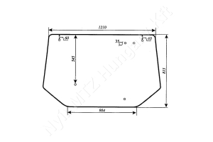 Üveg hátsó szélvédő 1205×565 mm 1995 utáni Zetor