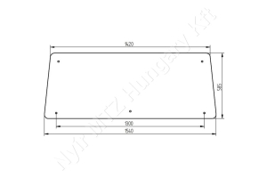 Üveg 1540x585x6 mm Zetor Major/Super/UR-I