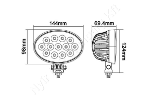 Munkalámpa LED ovális 39W 10-30V 3510 lm 144×69,4×124 mm