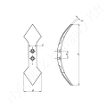 Duplaszív kapa 440x135x17 mm 45 mm furattáv ívelt_140882
