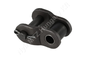 Összekötő láncszem 16B-1 egysoros (simplex) 1″ (25,4 mm) osztás 17,02 mm belső szélesség Ø15,88 mm görgő Ø8,28 mm csapszeg DIN 8187