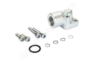 Hidraulika szivattyú csatlakozó 90°-os belső menetes 1/2″ BSP 30×30 mm alumínium OMT
