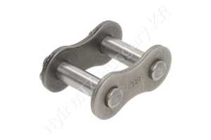 Összekötő láncszem 20B-1 egysoros (simplex) 1-1/4″ (31,75 mm) osztás 3/4″ (19,56 mm) belső szélesség Ø19,05 mm görgő Ø10,19 mm csapszeg DIN 8187