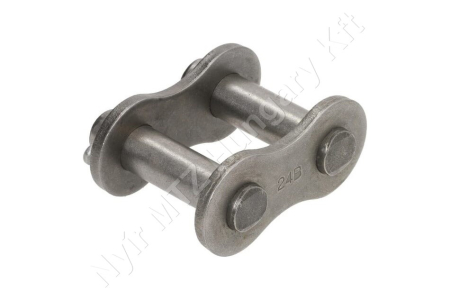 Összekötő láncszem 24B-1 egysoros (simplex) 1-1/2″ (38,1 mm) osztás 1″ (25,4 mm) belső szélesség Ø25,4 mm görgő Ø14,63 mm csapszeg DIN 8187_150172