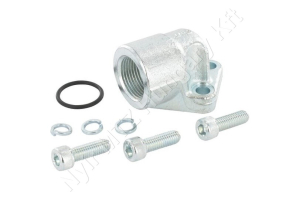 Hidraulika szivattyú csatlakozó 90°-os belső menetes 3/4″ BSP 40×36 mm öntöttvas OMT