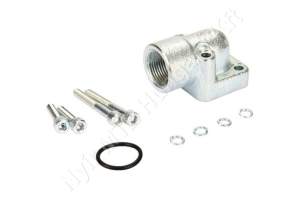 Hidraulika szivattyú csatlakozó 90°-os belső menetes 3/4″ BSP 40×40 mm acél OMT
