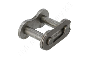 Összekötő láncszem 16B-1 egysoros (simplex) 1″ (25,4 mm) osztás 17,02 mm belső szélesség Ø15,88 mm görgő Ø8,28 mm csapszeg DIN 8187