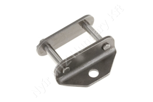 Összekötő láncszem menesztővel egysoros (simplex) 41,4 mm osztás 19,81 mm belső szélesség Ø16,87 mm görgő Ø7,19 mm csapszeg DIN 8189