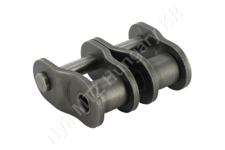 Összekötő láncszem ASA 100-2 (20A-2) kétsoros (duplex) 1-1/4″ (31,75 mm) osztás 18,9 mm belső szélesség Ø19,05 mm görgő Ø9,53 mm csapszeg DIN 8188_150226