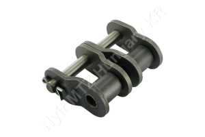 Összekötő láncszem ASA 120-2 (24A-2) kétsoros (duplex) 1-1/2″ (38,1 mm) osztás 25,22 mm belső szélesség Ø22,23 mm görgő Ø11,1 mm csapszeg DIN 8188