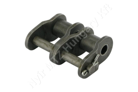 Összekötő láncszem ASA 60-2 (12A-2) kétsoros (duplex) 3/4″ (19,05 mm) osztás 12,57 mm belső szélesség Ø11,91 mm görgő Ø5,94 mm csapszeg DIN 8188_150236