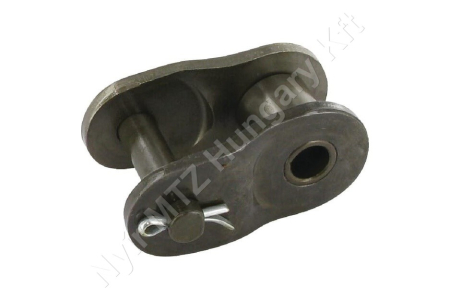 Összekötő láncszem ASA 120-1 egysoros (simplex) 1-1/2″ (38,1 mm) osztás 25,22 mm belső szélesség Ø22,23 mm görgő Ø11,1 mm csapszeg DIN 8188_150244