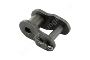 Összekötő láncszem ASA 120HE-1 egysoros (simplex) 1-1/2″ (38,1 mm) osztás 25,22 mm belső szélesség Ø22,23 mm görgő Ø11,1 mm csapszeg DIN 8188