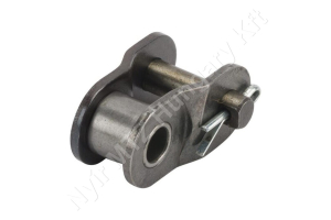 Összekötő láncszem egysoros (simplex) 1/2″ (12,7 mm) osztás 1/4″ (6,4 mm) belső szélesség Ø8,51 mm görgő Ø4,45 mm csapszeg DIN 8187