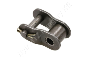 Összekötő láncszem egysoros (simplex) 1/2″ (12,7 mm) osztás 5/16″ (7,75 mm) belső szélesség Ø8,51 mm görgő Ø4,45 mm csapszeg DIN 8187
