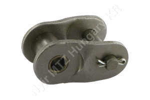 Összekötő láncszem ASA 160-1 egysoros (simplex) 2″ (50,8 mm) osztás 31,55 mm belső szélesség Ø28,58 mm görgő Ø14,27 mm csapszeg DIN 8188