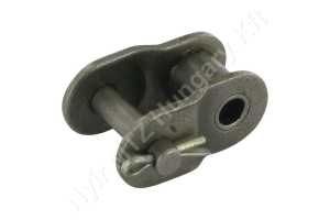 Összekötő láncszem ASA 40-1 egysoros (simplex) 1/2″ (12,7 mm) osztás 7,85 mm belső szélesség Ø7,95 mm görgő Ø3,96 mm csapszeg DIN 8188