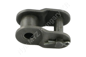 Összekötő láncszem egysoros (simplex) 5/8″ (15,875 mm) osztás 3/8″ (9,65 mm) belső szélesség Ø10,16 mm görgő Ø5,08 mm csapszeg DIN 8187