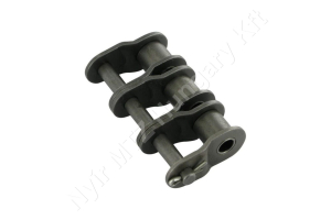 Összekötő láncszem hajlított 10B-3 háromsoros (triplex) 5/8″ (15,875 mm) osztás 3/8″ (9,65 mm) belső szélesség Ø10,16 mm görgő Ø5,08 mm csapszeg DIN 8187