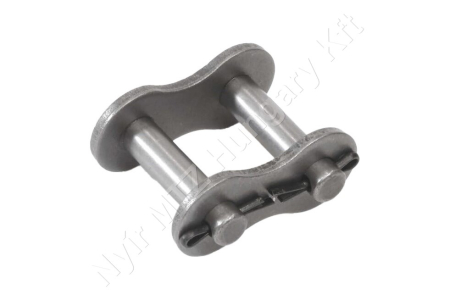 Összekötő láncszem egysoros (simplex) 1″ (25,4 mm) osztás 1/2″ (12,7 mm) belső szélesség Ø12,7 mm görgő Ø7 mm csapszeg_150293