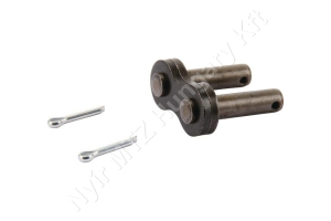Összekötő láncszem egysoros (simplex) 20 mm osztás 16 mm belső szélesség Ø12 mm görgő Ø8 mm csapszeg