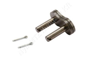 Összekötő láncszem egysoros (simplex) 1-1/4″ (31,75 mm) osztás 3/4″ (19,56 mm) belső szélesség Ø19,05 mm görgő Ø10,19 mm csapszeg