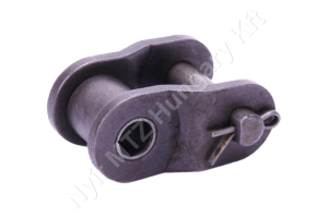 Összekötő láncszem egysoros (simplex) 3/4″ (19,05 mm) osztás 7/16″ (11,68 mm) belső szélesség Ø12,07 mm görgő Ø6,1 mm csapszeg