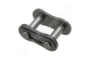 Összekötő láncszem egysoros (simplex) 3/4″ (19,05 mm) osztás 7/16″ (11,68 mm) belső szélesség Ø12,07 mm görgő Ø6,1 mm csapszeg