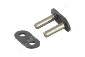 Összekötő láncszem 06B-1 egysoros (simplex) 3/8″ (9,53 mm) osztás 7/32″ (5,72 mm) belső szélesség Ø6,35 mm görgő Ø3,28 mm csapszeg DIN 8187