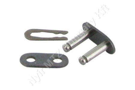 Összekötő láncszem 06B-1 egysoros (simplex) 3/8″ (9,53 mm) osztás 7/32″ (5,72 mm) belső szélesség Ø6,35 mm görgő Ø3,28 mm csapszeg DIN 8187_150379