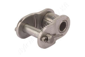Összekötő láncszem 06B-1 egysoros (simplex) 3/8″ (9,525 mm) osztás 7/32″ (5,72 mm) belső szélesség Ø6,35 mm görgő Ø3,28 mm csapszeg DIN 8187 rozsdamentes acél