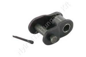 Összekötő láncszem 06B-1 egysoros (simplex) 3/8″ (9,53 mm) osztás 7/32″ (5,72 mm) belső szélesség Ø6,35 mm görgő Ø3,28 mm csapszeg DIN 8187
