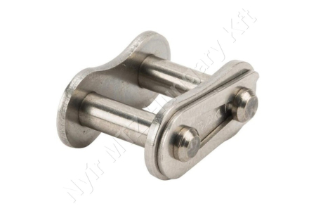 Összekötő láncszem 08B-1 egysoros (simplex) 1/2″ (12,7 mm) osztás 5/16″ (7,75 mm) belső szélesség Ø8,51 mm görgő Ø4,45 mm csapszeg DIN 8187 rozsdamentes acél_150403