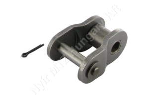 Összekötő láncszem ASA 100-1H egysoros (simplex) 1-1/4″ (31,75 mm) osztás 19,05 mm belső szélesség Ø19,05 mm görgő Ø9,53 mm csapszeg DIN 8188