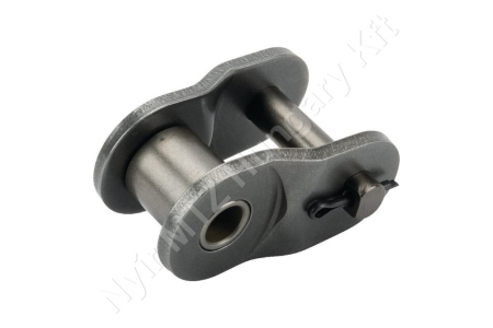 Összekötő láncszem ASA 100-1 egysoros (simplex) 1-1/4″ (31,75 mm) osztás 19,05 mm belső szélesség Ø19,05 mm görgő Ø9,53 mm csapszeg DIN 8188_150432