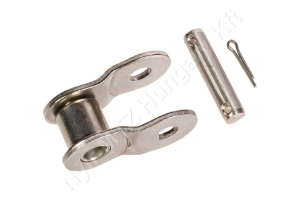 Összekötő láncszem 10B-1 egysoros (simplex) 5/8″ (15,875 mm) osztás 3/8″ (9,65 mm) belső szélesség Ø10,16 mm görgő Ø5,08 mm csapszeg DIN 8187 rozsdamentes acél