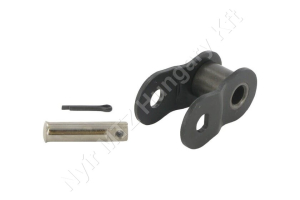 Összekötő láncszem 10B-1 egysoros (simplex) 5/8″ (15,875 mm) osztás 3/8″ (9,65 mm) belső szélesség Ø10,16 mm görgő Ø5,08 mm csapszeg DIN 8187