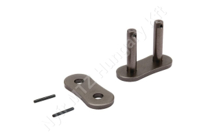 Összekötő láncszem ASA 120-1H egysoros (simplex) 1-1/2″ (38,1 mm) osztás 22,23 mm belső szélesség Ø22,23 mm görgő Ø11,11 mm csapszeg DIN 8188