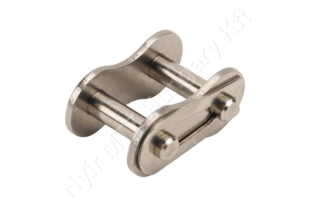 Összekötő láncszem 12B-1 egysoros (simplex) 3/4″ (19,05 mm) osztás 7/16″ (11,68 mm) belső szélesség Ø12,07 mm görgő Ø5,72 mm csapszeg DIN 8187 rozsdamentes acél_150475